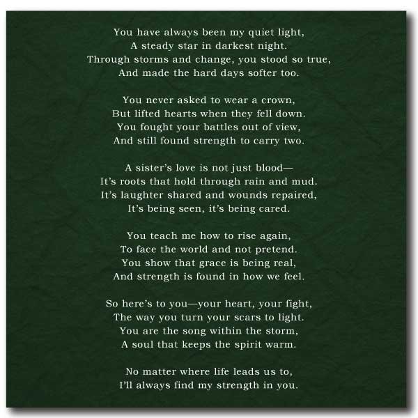 Inspirational Poems for Sister