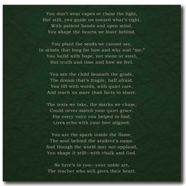 Inspirational Poems for Teachers