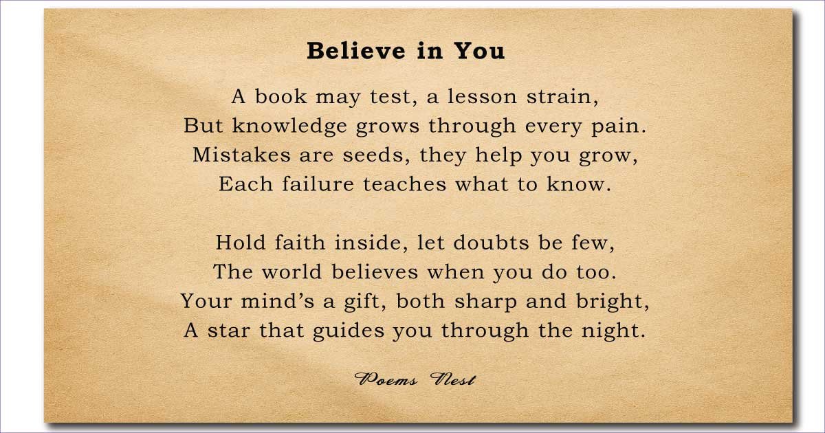 Short Inspirational Poems For Students