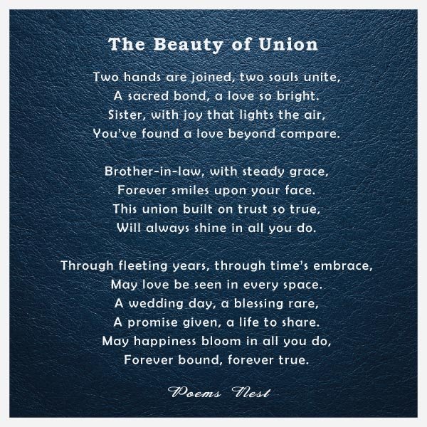 best Wedding Poem for Sister and Brother-in-law