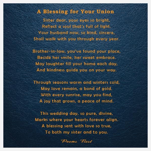 famous Wedding Poem for Sister and Brother-in-law
