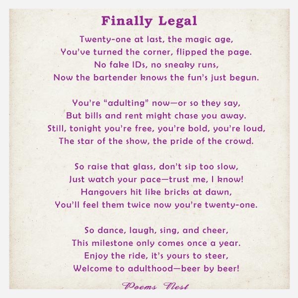 21st Birthday Funny Poems