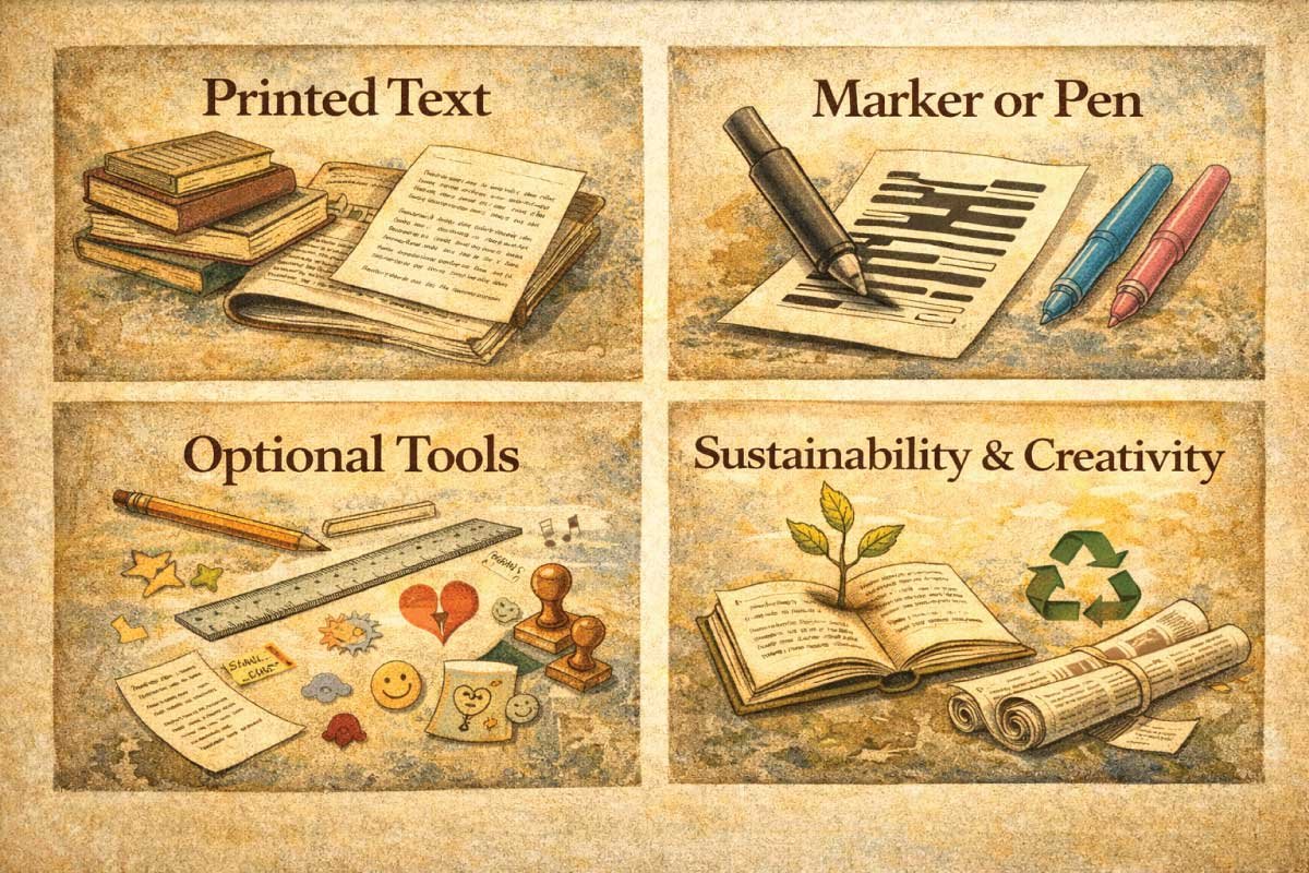 Materials Needed for Blackout Poetry