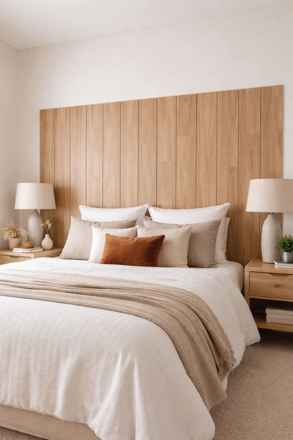 Headboard Made from Peel-and-Stick Panels