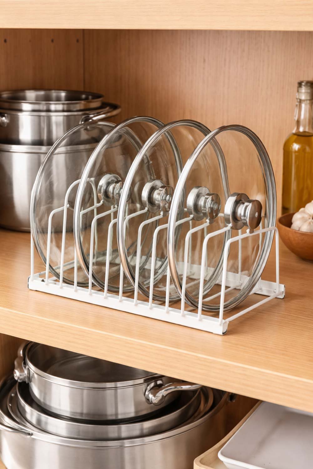 Organize Lids with a Rack