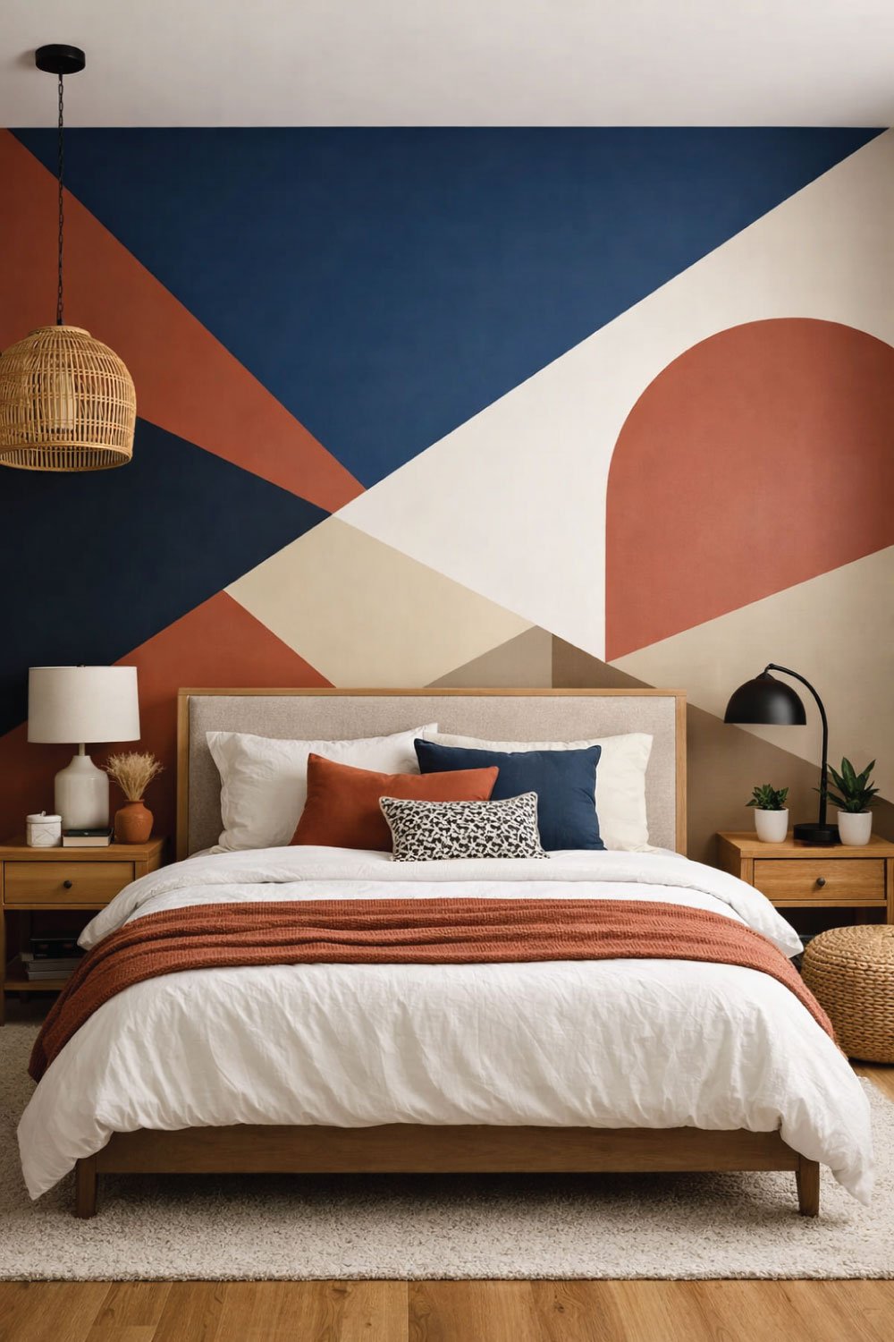 Painted Accent Wall with Geometric Shapes