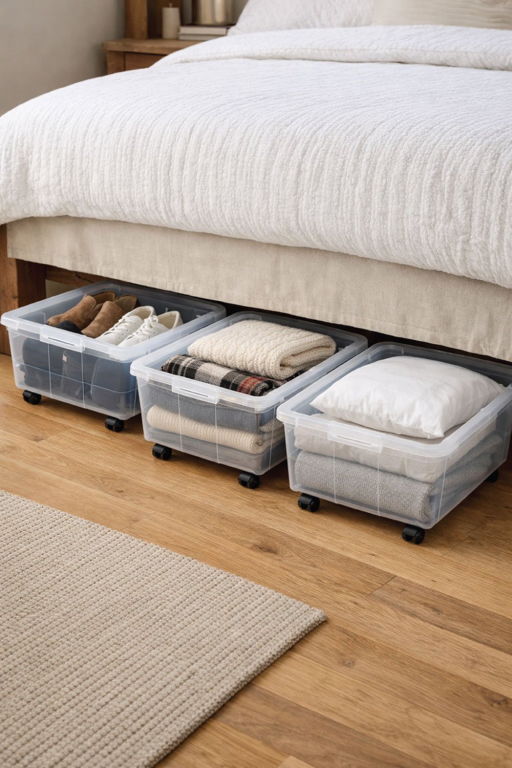 Under-Bed Storage with Rolling Bins
