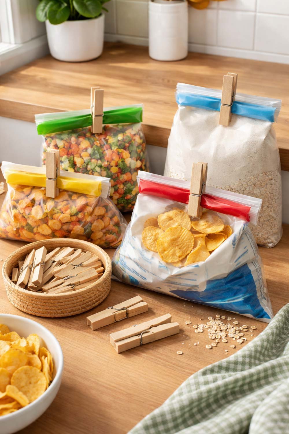 Use Clothespins to Seal Packets