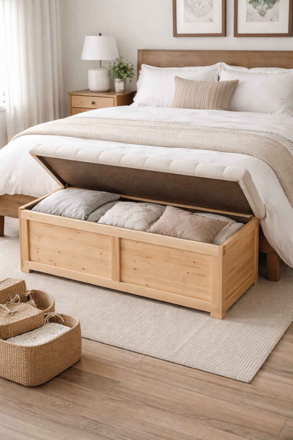 DIY Storage Bench at Foot of Bed