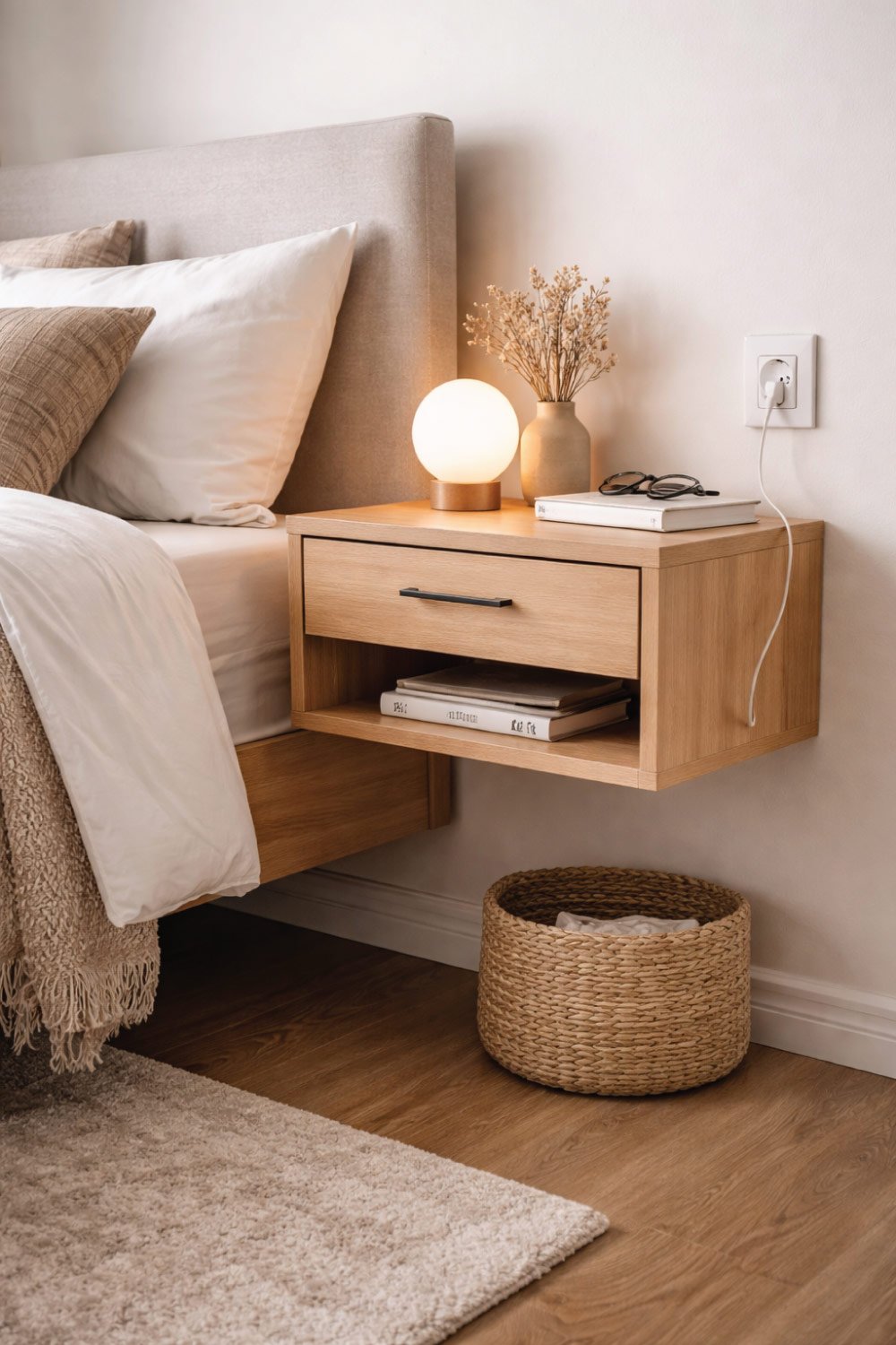 Floating Nightstand with Storage
