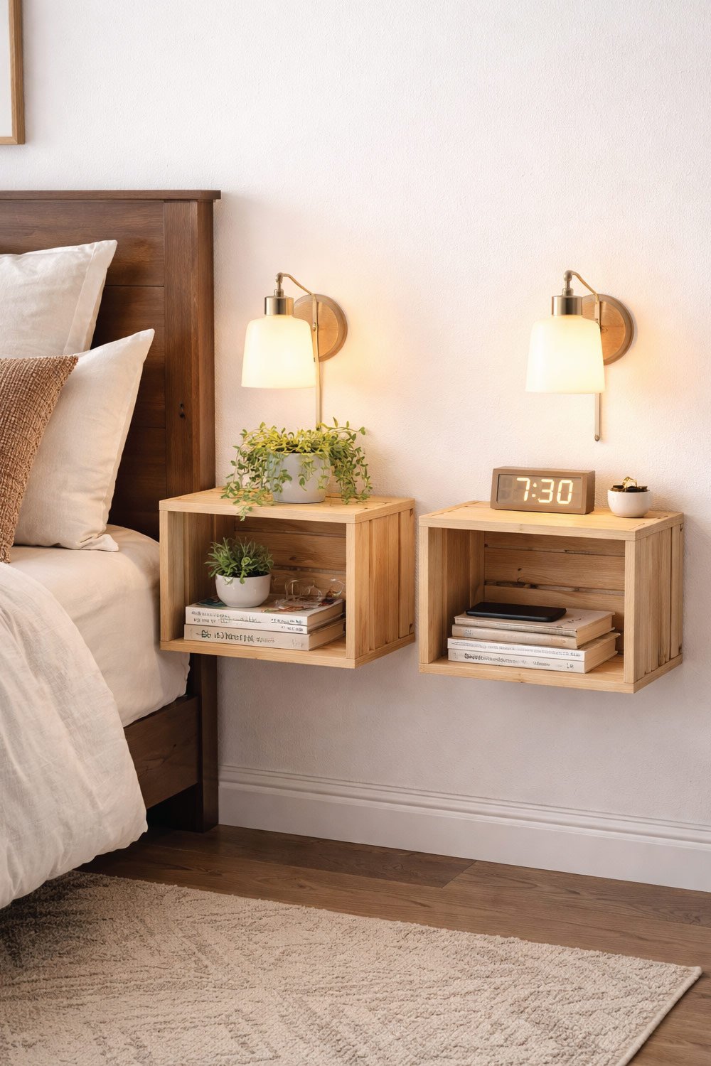 Floating Nightstands from Wooden Crates