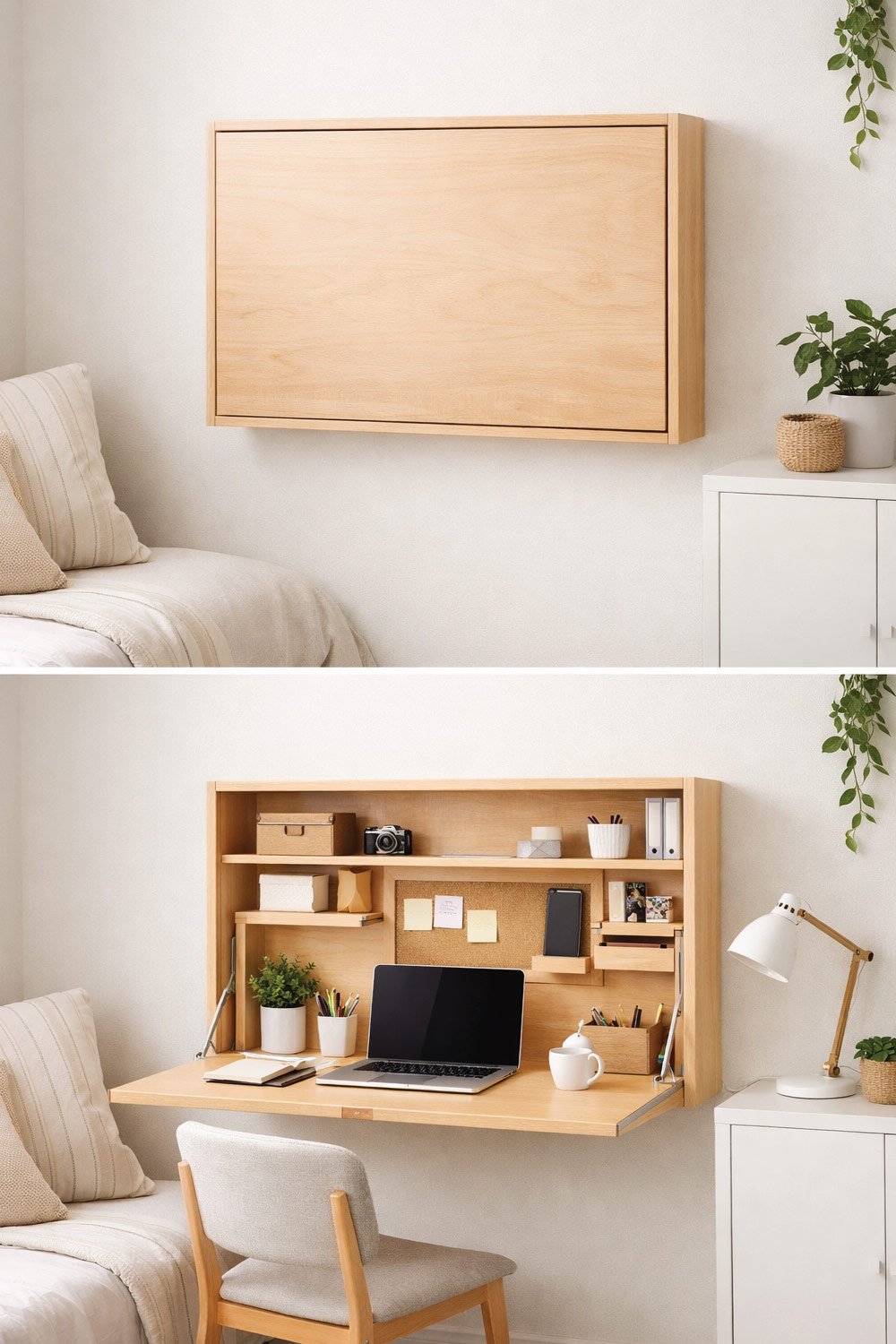 Fold-Down Wall Desk With Storage