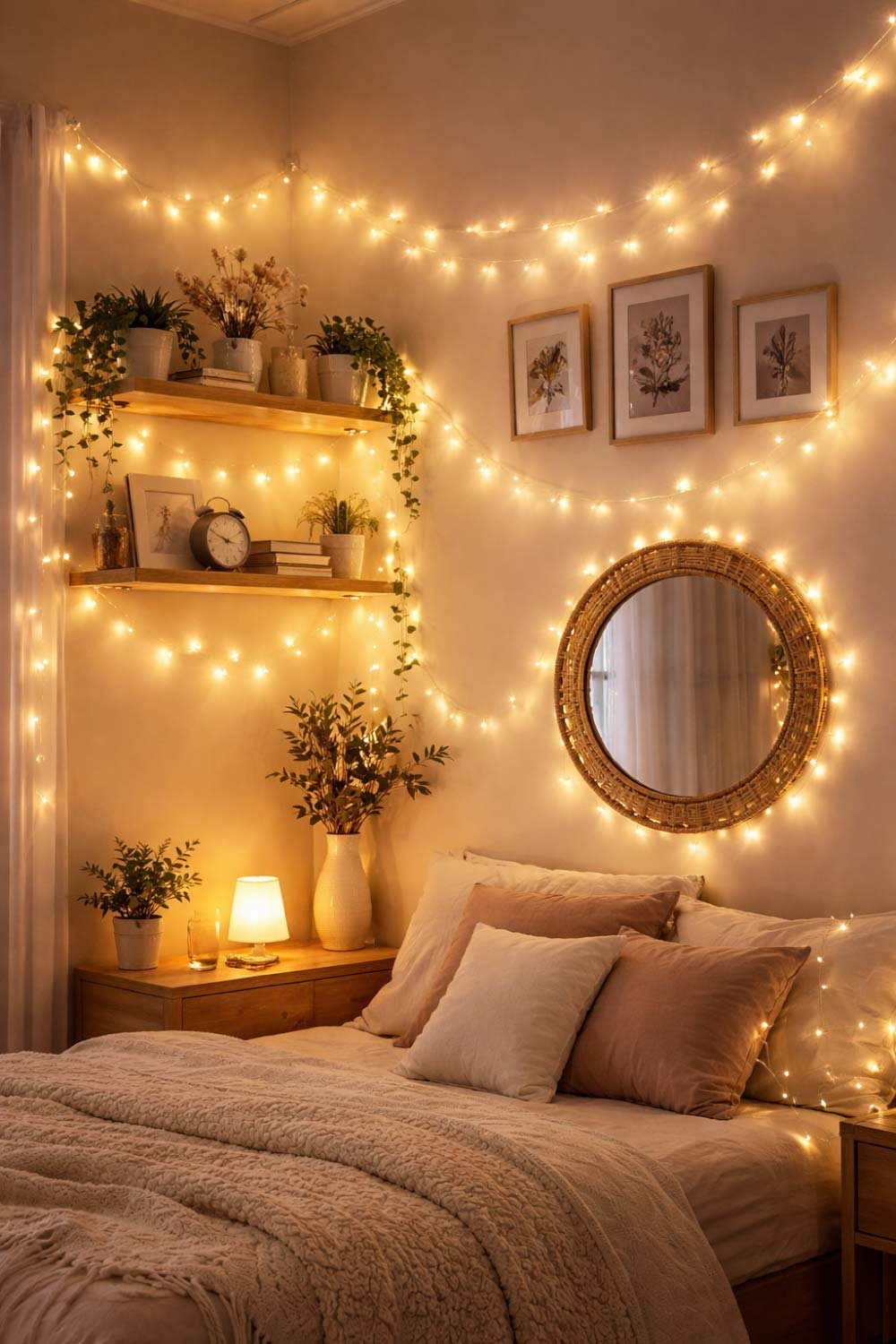 LED Fairy Lights on Shelves or Walls