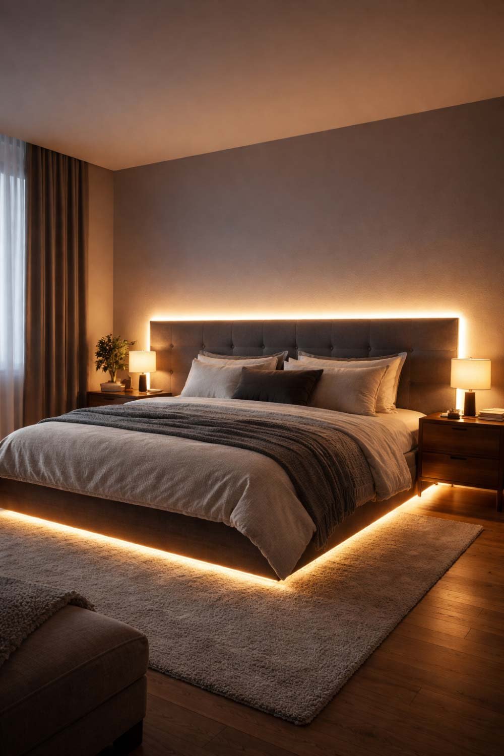 LED Strip Lights Behind the Bed Frame