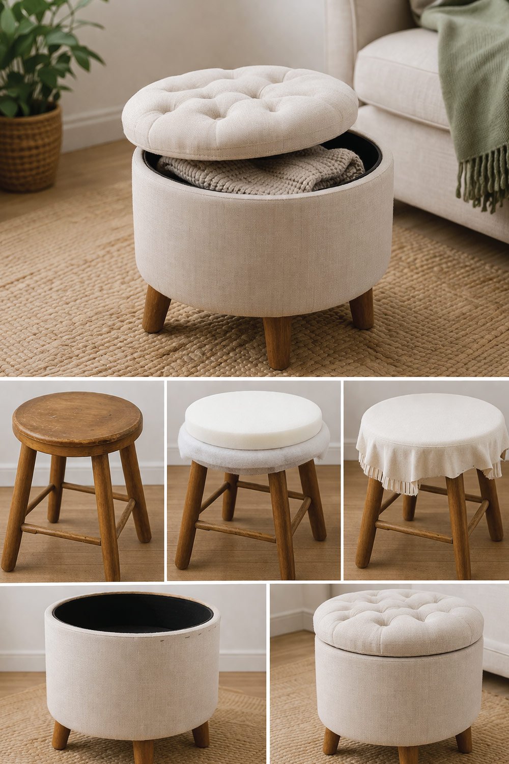 Storage Ottoman from Old Stool