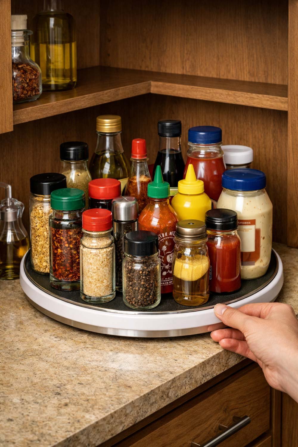 Use a Lazy Susan for Easy Access