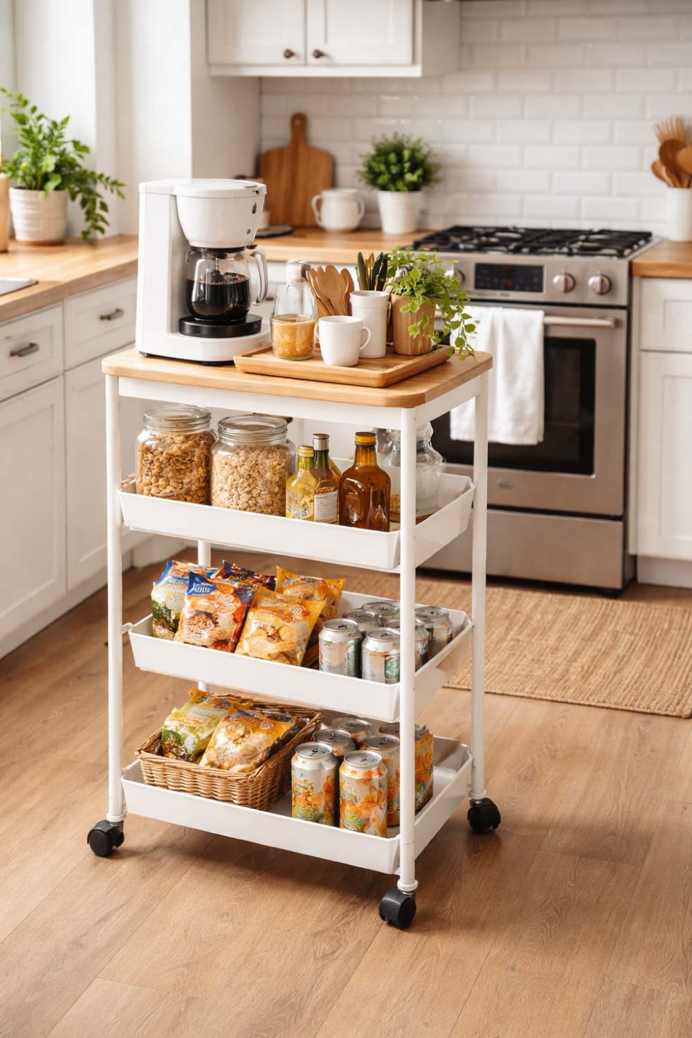 Use a Rolling Cart for Extra Storage