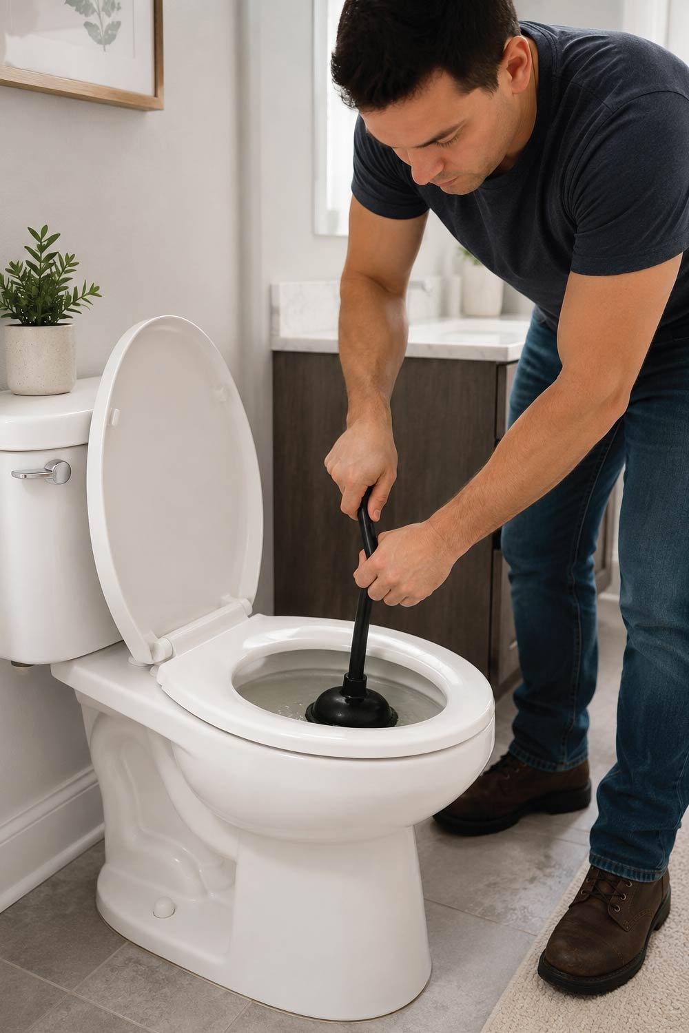 Clearing a Clogged Toilet