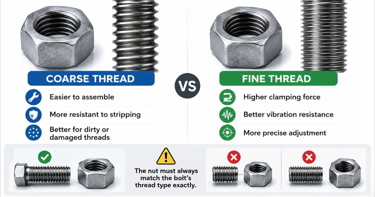 Fine Thread vs Coarse Thread Hex Nuts