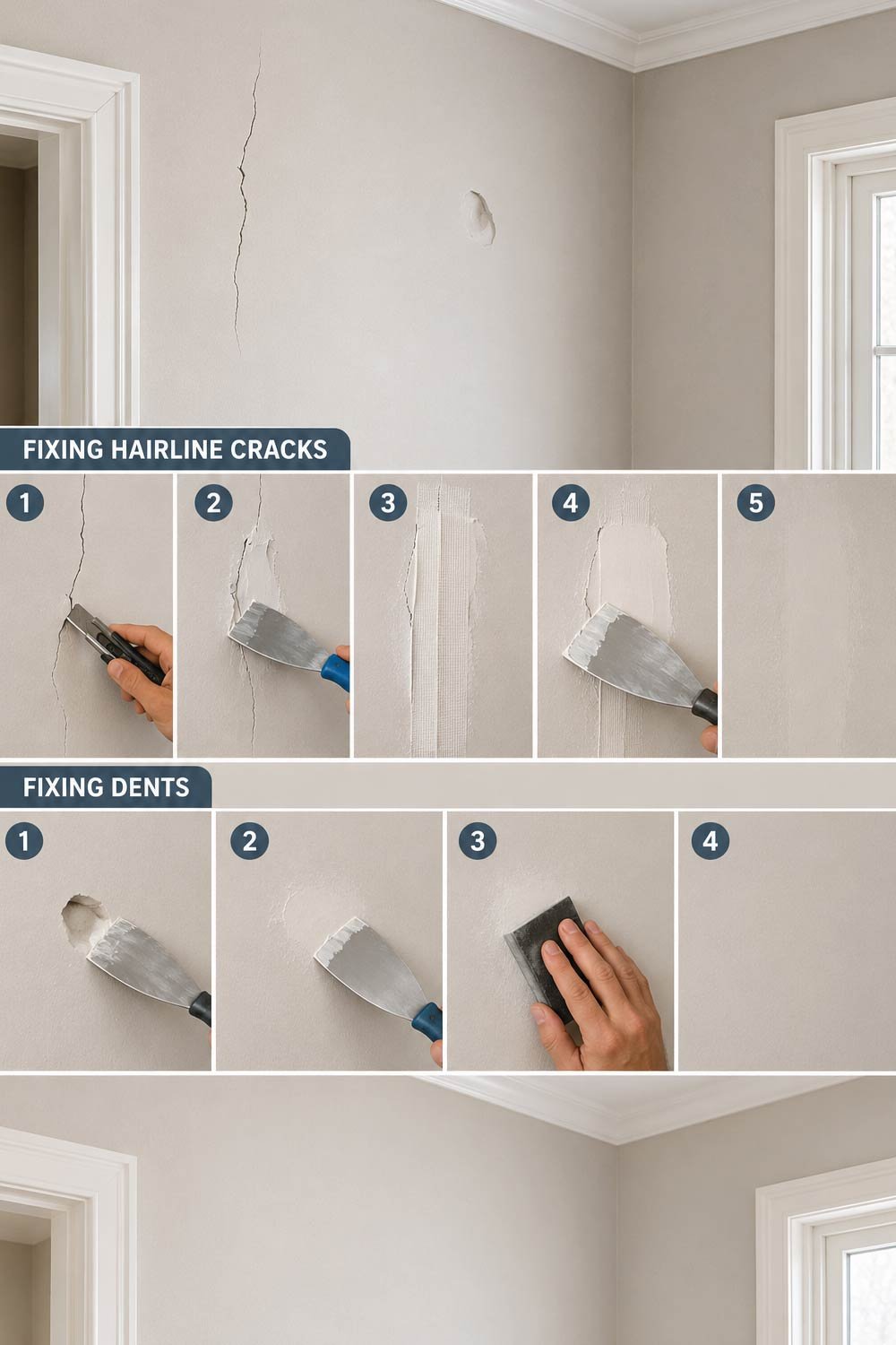 Fixing Cracks and Dents in Drywall