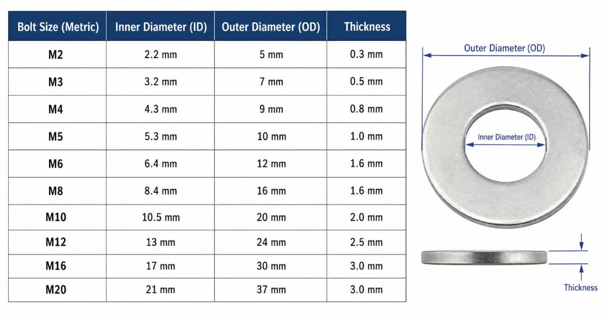 Flat Washer Size Chart image