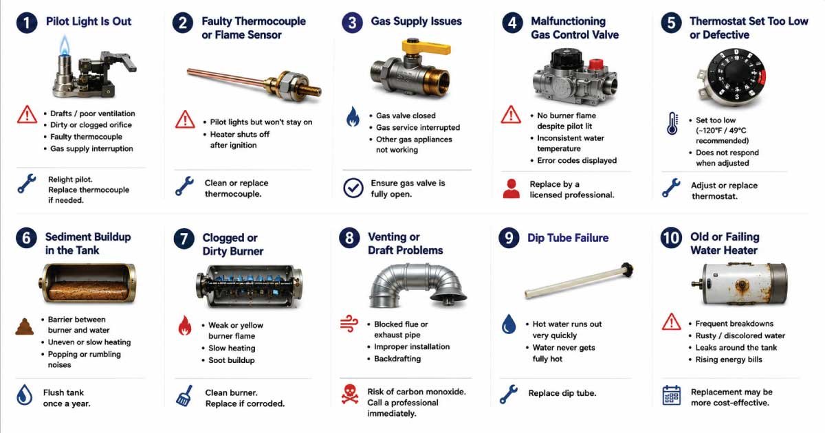 Top Reasons a Gas Water Heater Is Not Heating