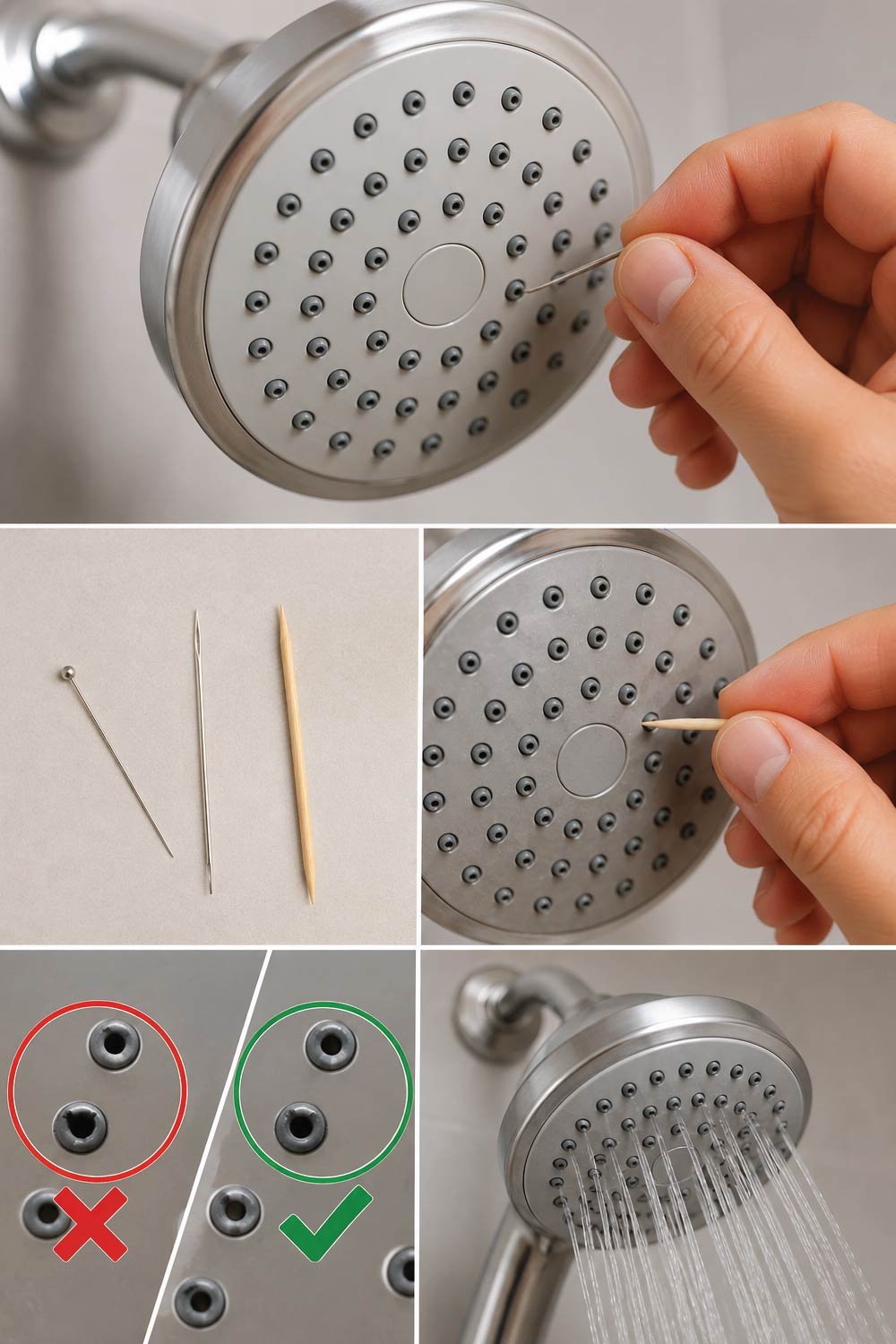 Unclog Showerhead Holes Manually