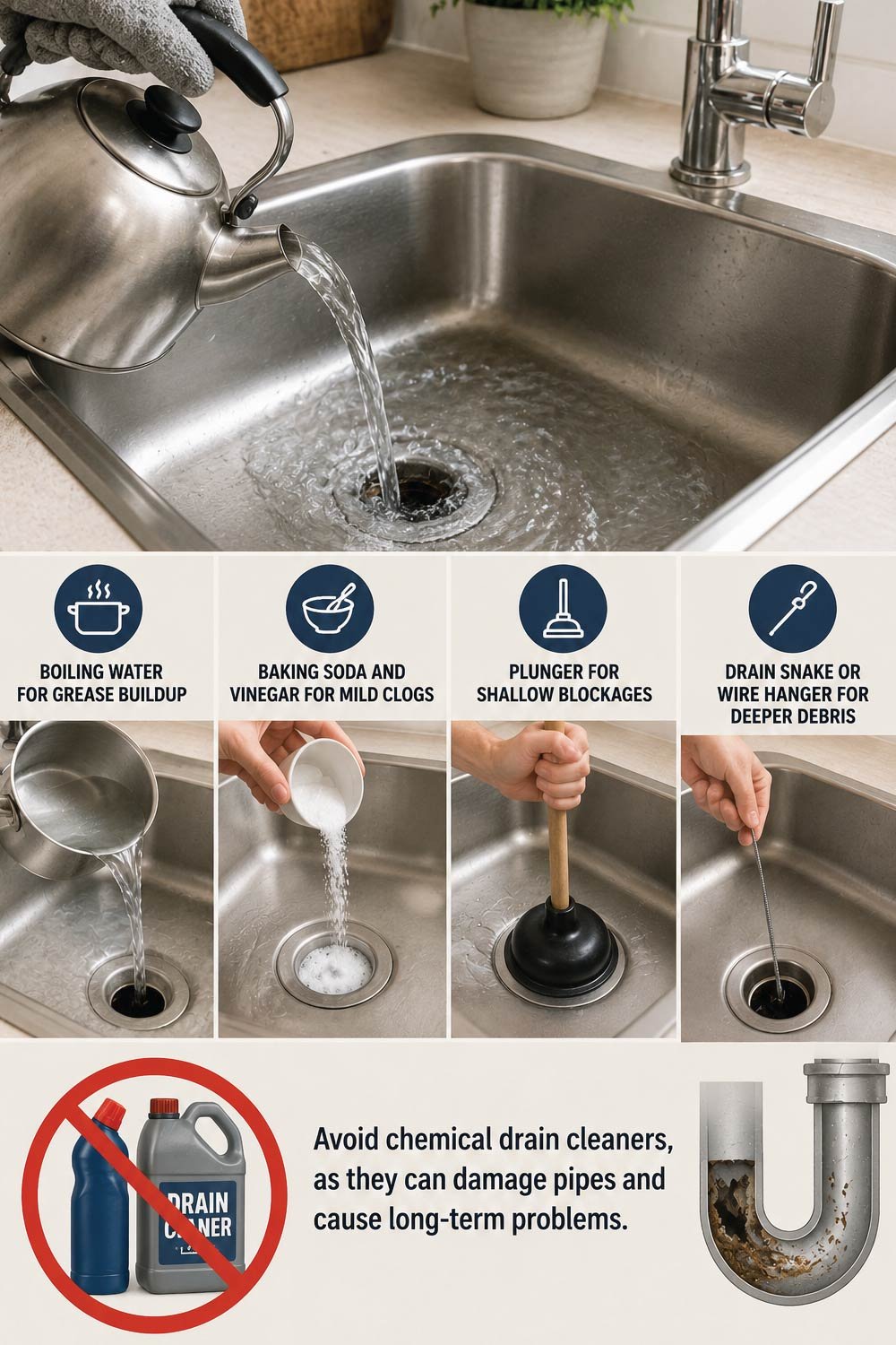 Unclogging a Sink Drain Without Chemicals