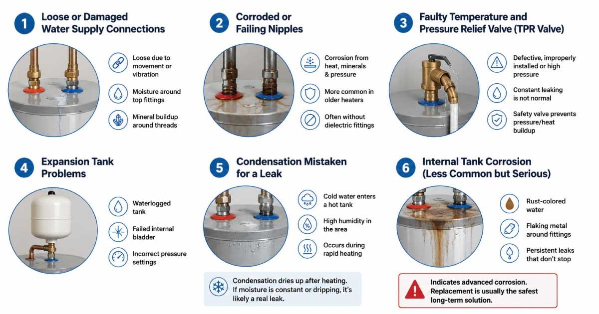Common Causes of a Water Heater Leaking From the Top