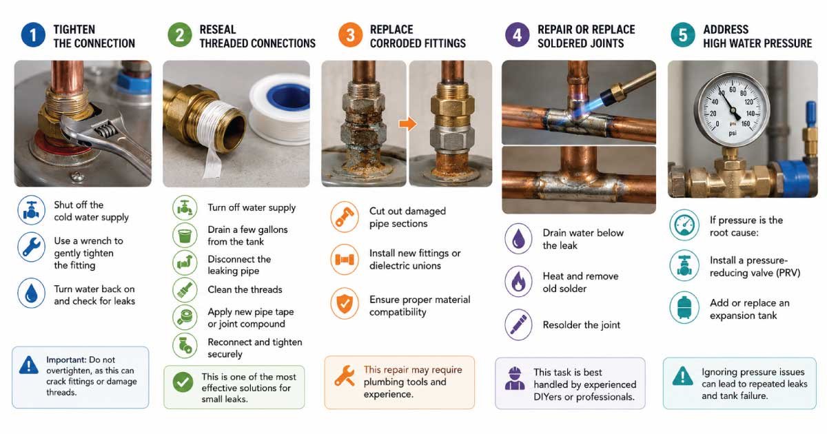 How to Fix a Leaking Pipe Connection on a Water Heater