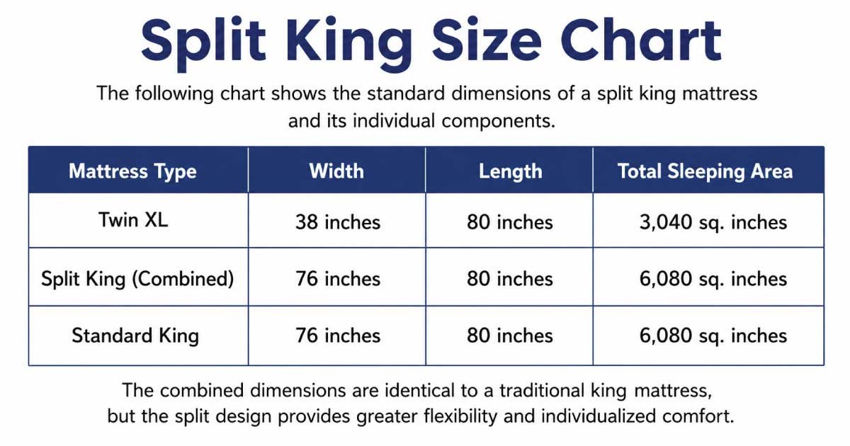 Split King Size Chart